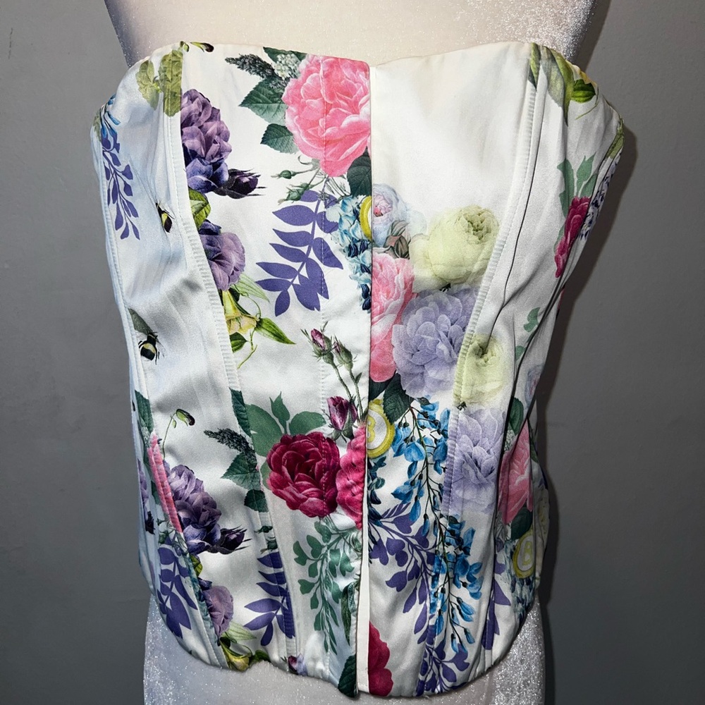 Bridgerton Floral Strapless Bustier Top